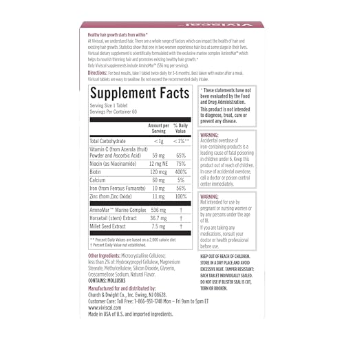 Viviscal Hair Growth Supplements For Women For Thicker, Fuller Hair 180 Tablets