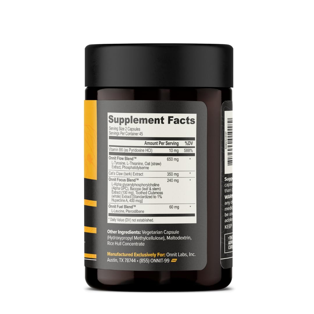 ONNIT Alpha Brain Nootropic Brain Supplement, 90 Count – Focus, Memory, and Mental Clarity Capsules with L-Theanine and Vitamin B6