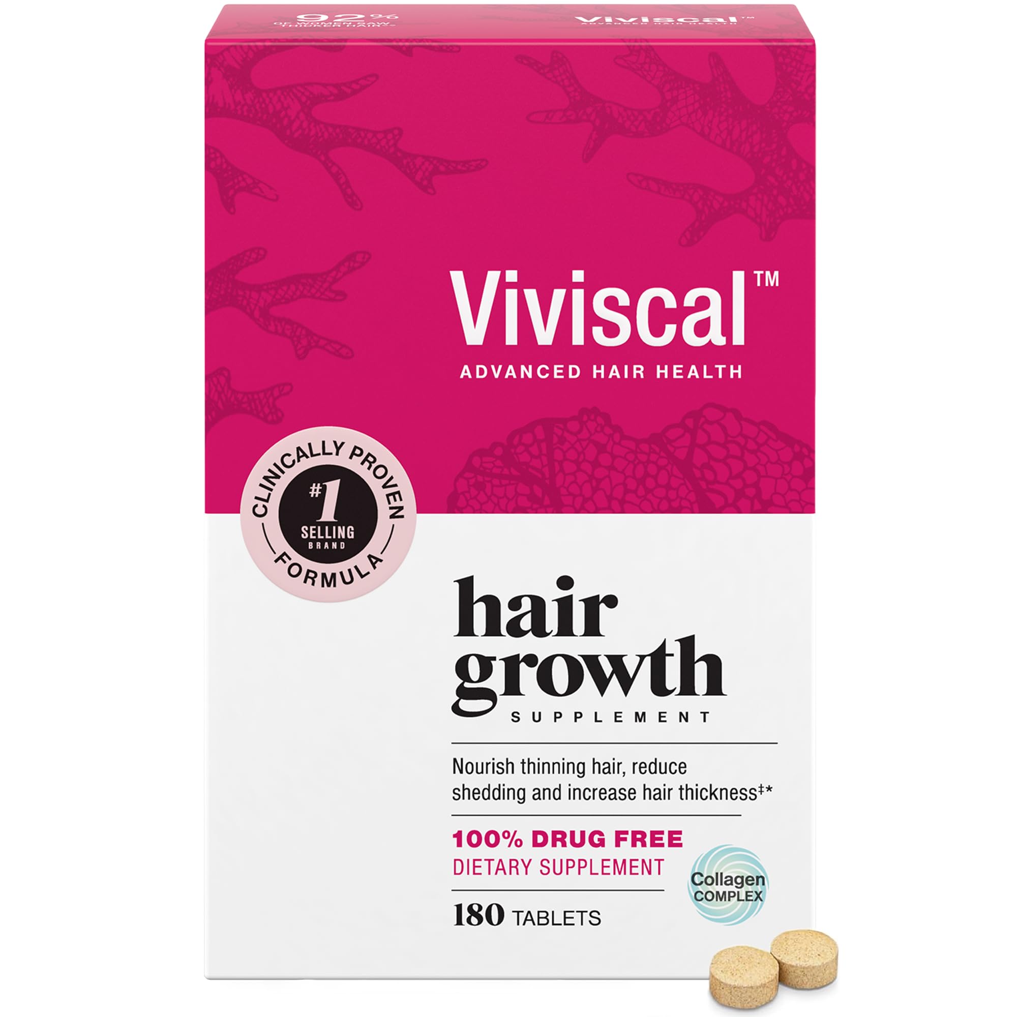 Viviscal Hair Growth Supplements For Women For Thicker, Fuller Hair 180 Tablets
