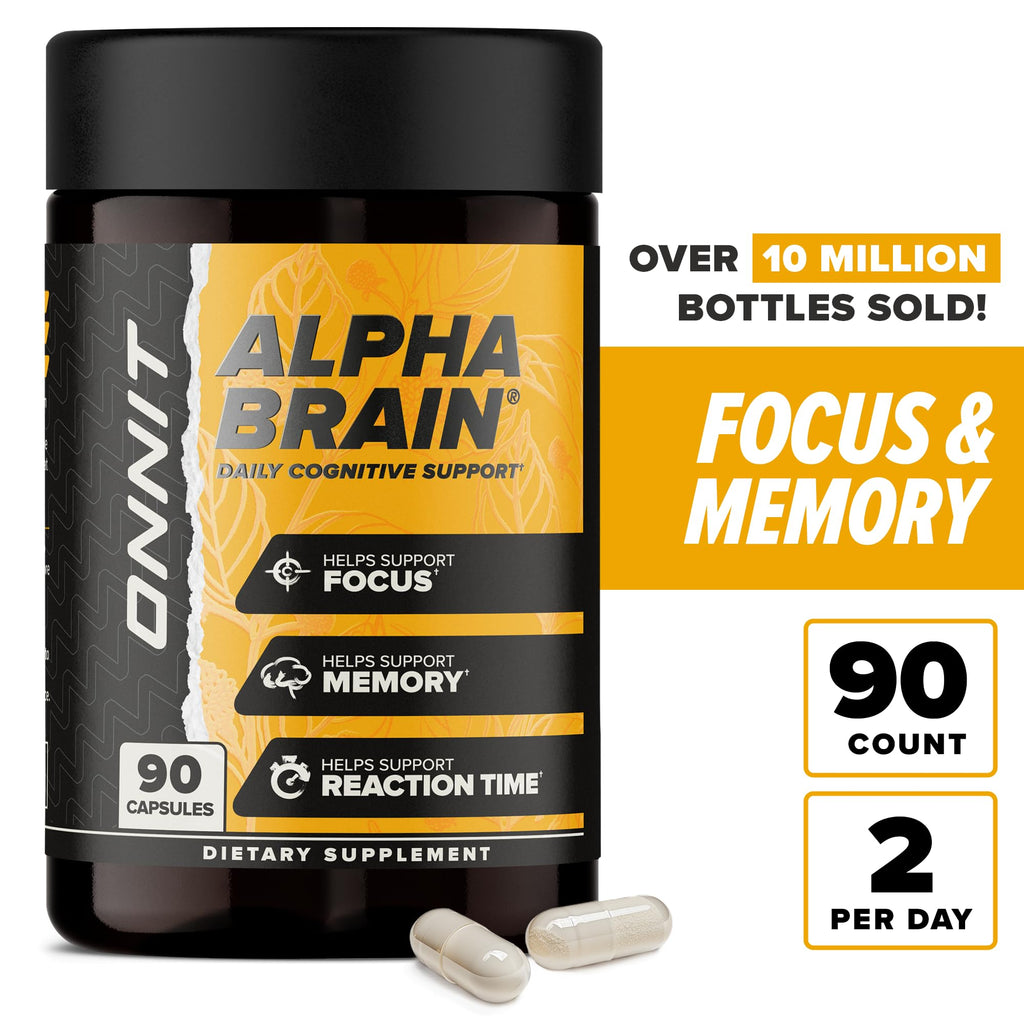 ONNIT Alpha Brain Nootropic Brain Supplement, 90 Count – Focus, Memory, and Mental Clarity Capsules with L-Theanine and Vitamin B6