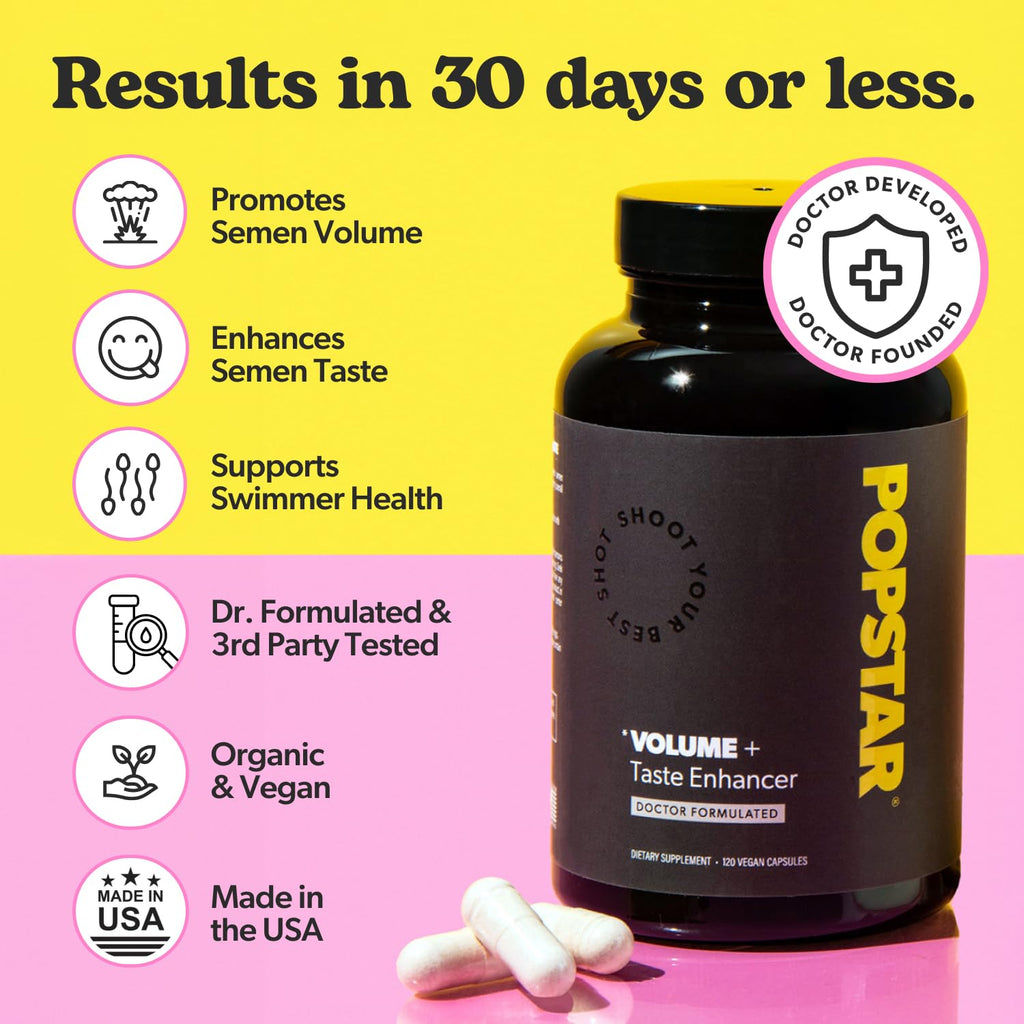POPSTAR Labs Men’s Fertility & Semen Volume Support Supplement – Doctor Formulated Male Reproductive Health Formula, Vegan Non-GMO Capsules, Made in USA