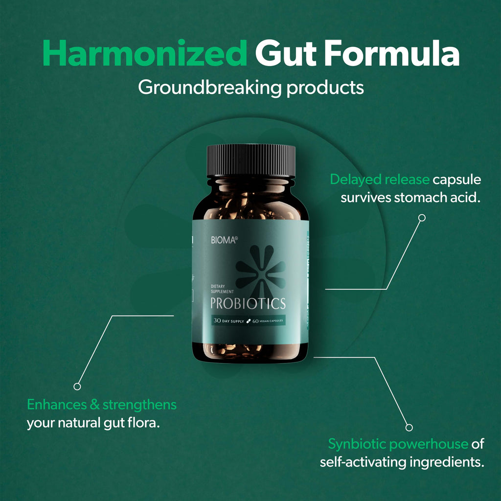 BIOMA Probiotics Digestive Health Gut Support for Men & Women 60 Capsules