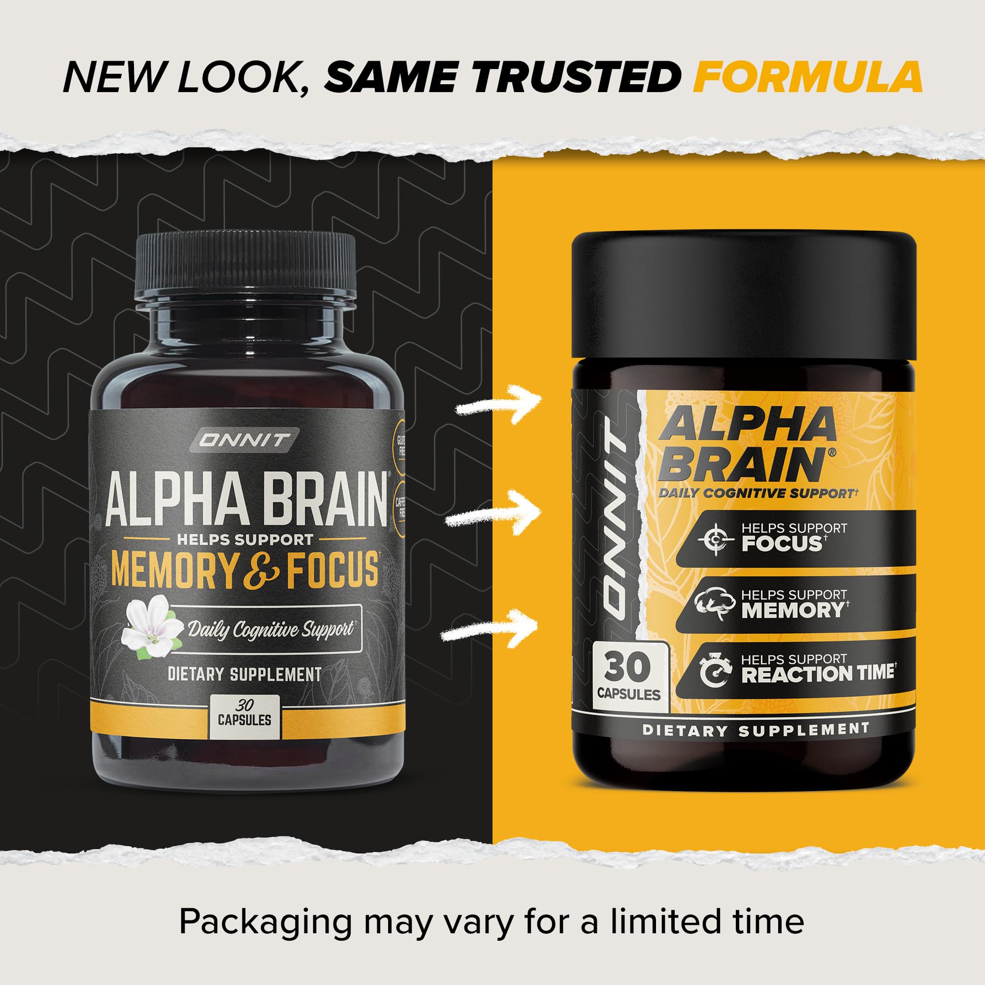 ONNIT Alpha Brain Nootropic Brain Supplement, 90 Count – Focus, Memory, and Mental Clarity Capsules with L-Theanine and Vitamin B6