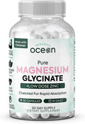 Pure Magnesium Glycinate with Zinc - Maximum Strength Chelated Magnesium Supplement for Women and Men 90 Capsule